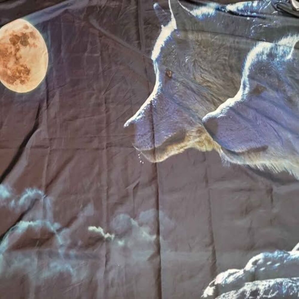 Wolf and Full Moon Shower Curtain
